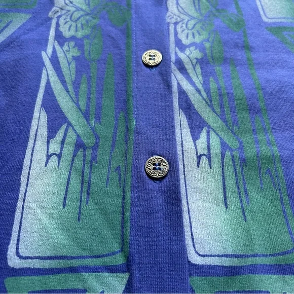 Vintage 90s Art Student Dragonfly Floral Cardigan Purple Small - Picture 5 of 6